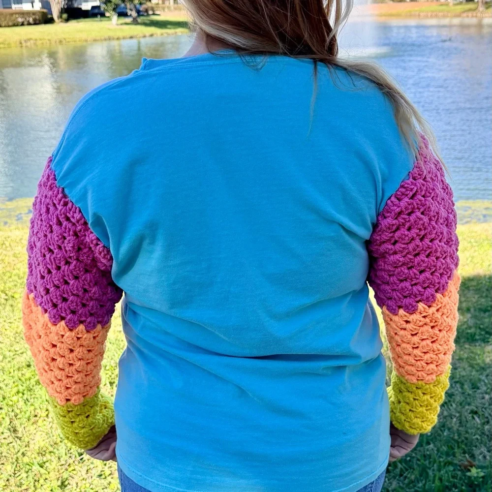 Crochet Upcycled Powerline Goofy Movie T‎ Shirt Crochet Sleeves Unisex M
